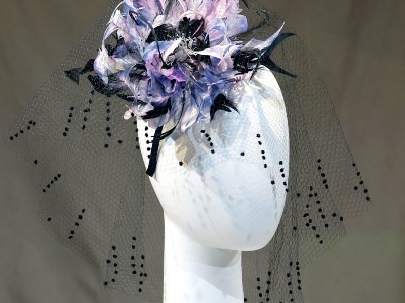 Bijoux de tête hortensia et voilette de soie